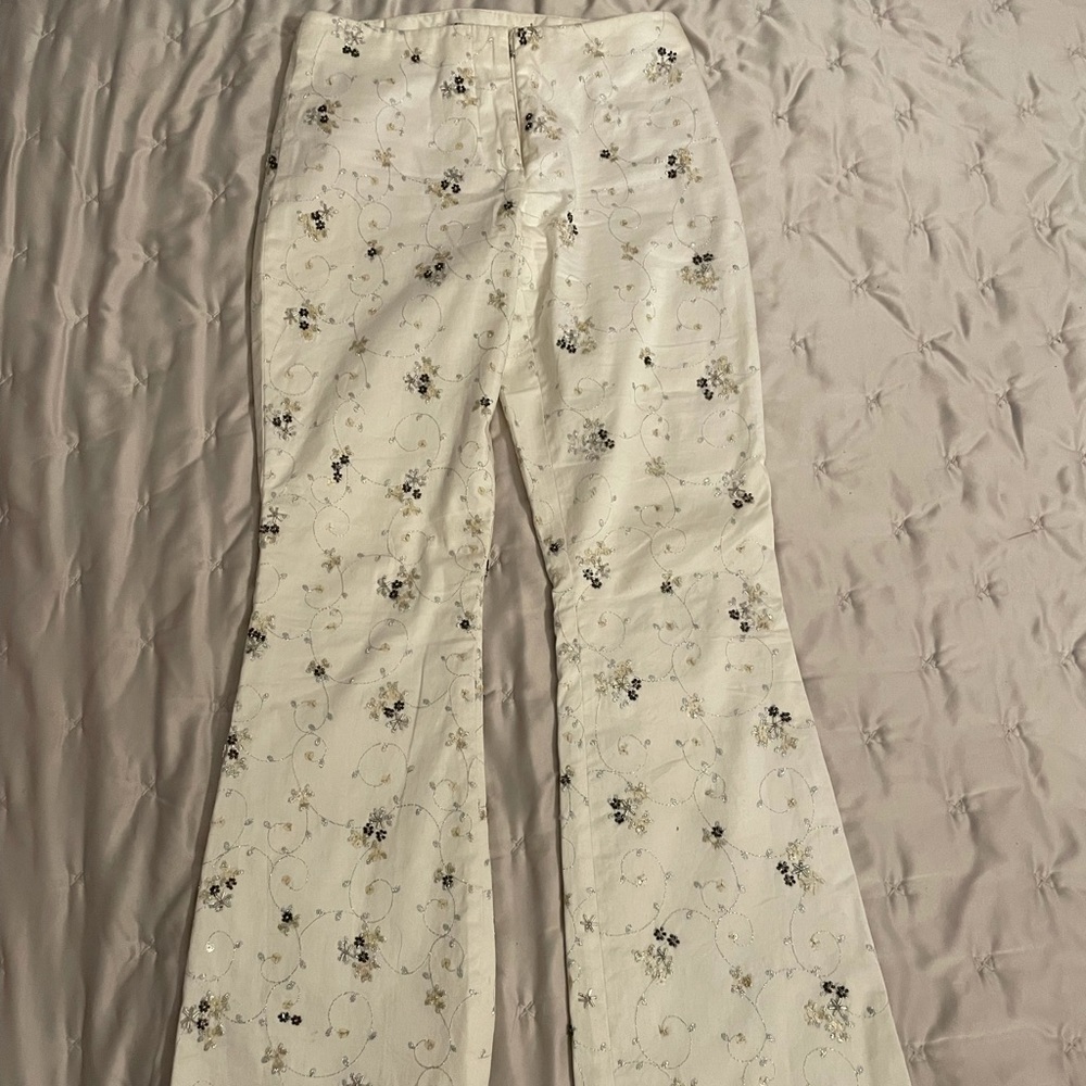 Vintage Sequin Design Bell Bottom Pants